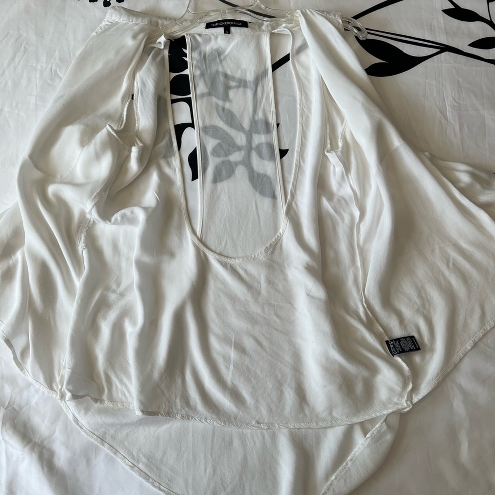 Foreign Exchange Cold Shoulder Button Front Top - Picture 6 of 9